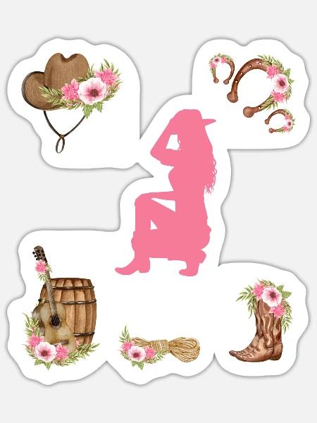 Western Girl - Sticker Größe S (10 x 10 cm) - Mattweiß