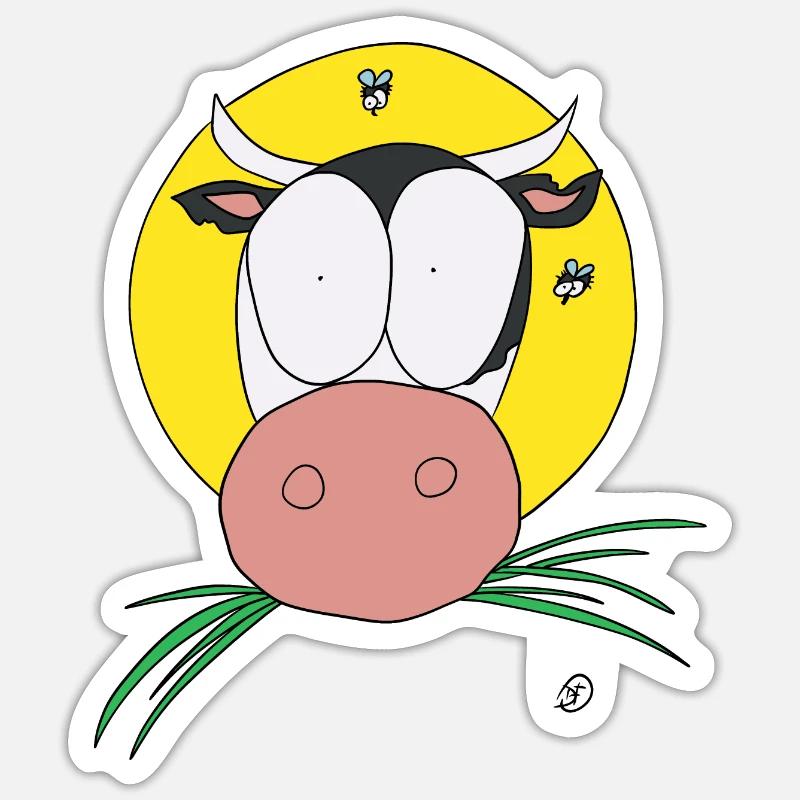 La vache vous regarde - Sticker taille S (10 x 10 cm) - blanc mat