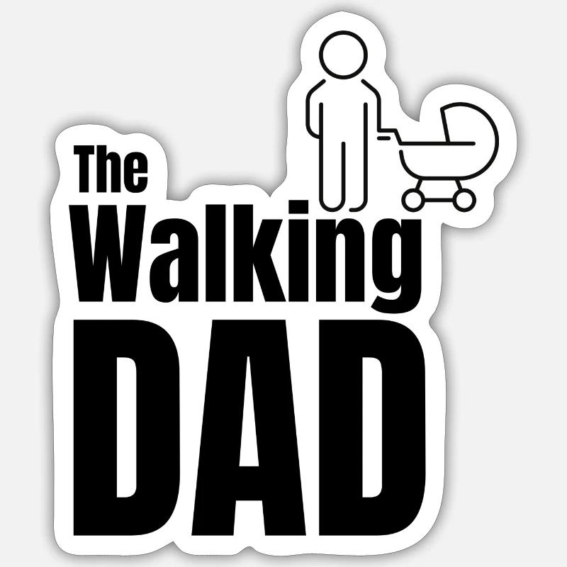 walking dad - Sticker size S (10 x 10 cm) - white matte