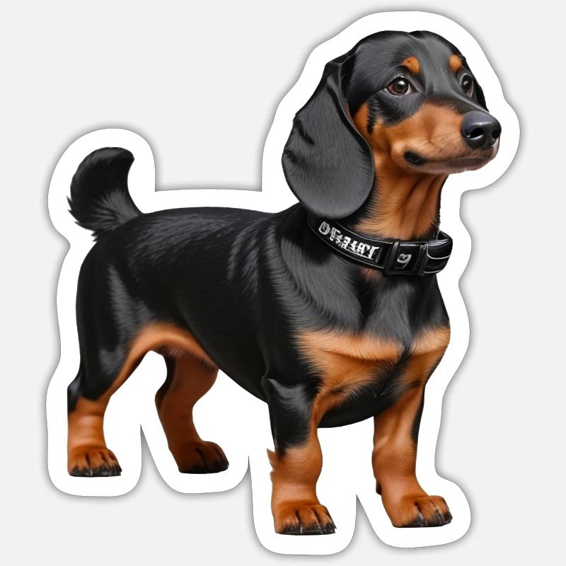 Teckel - Sticker taille S (10 x 10 cm) - blanc mat