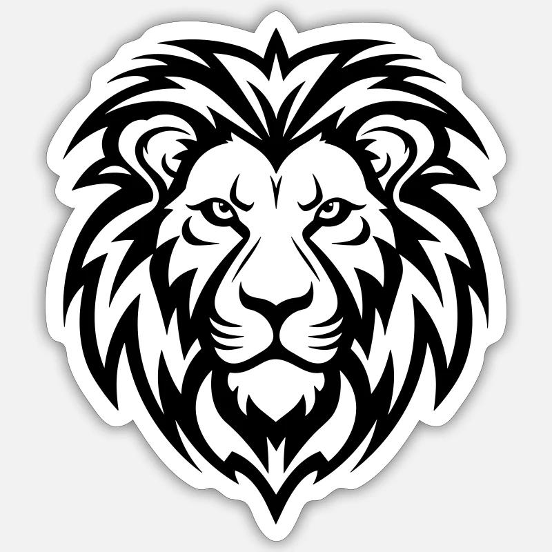 Löwenkopf - Sticker Größe S (10 x 10 cm) - Mattweiß
