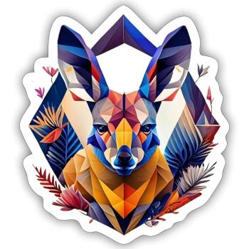 Geometric fauna, kangaroo, geo wild - Sticker size S (10 x 10 cm) - white matte - Front