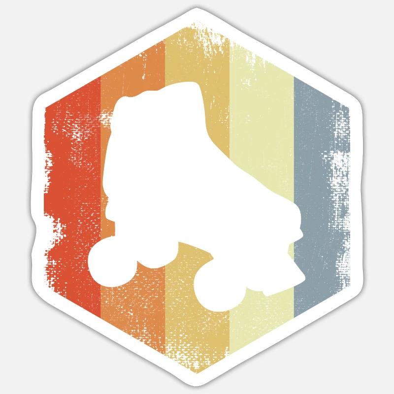 Retro Rollschuhe - Sticker Größe S (10 x 10 cm) - Mattweiß