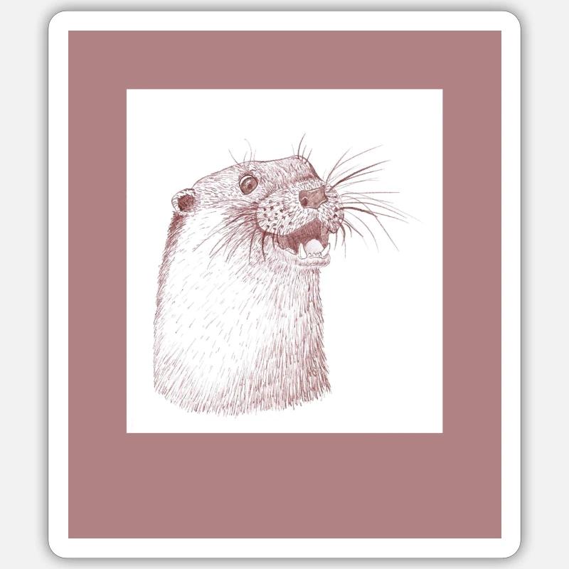 230816 Otter 2 - Sticker Größe S (10 x 10 cm) - Mattweiß