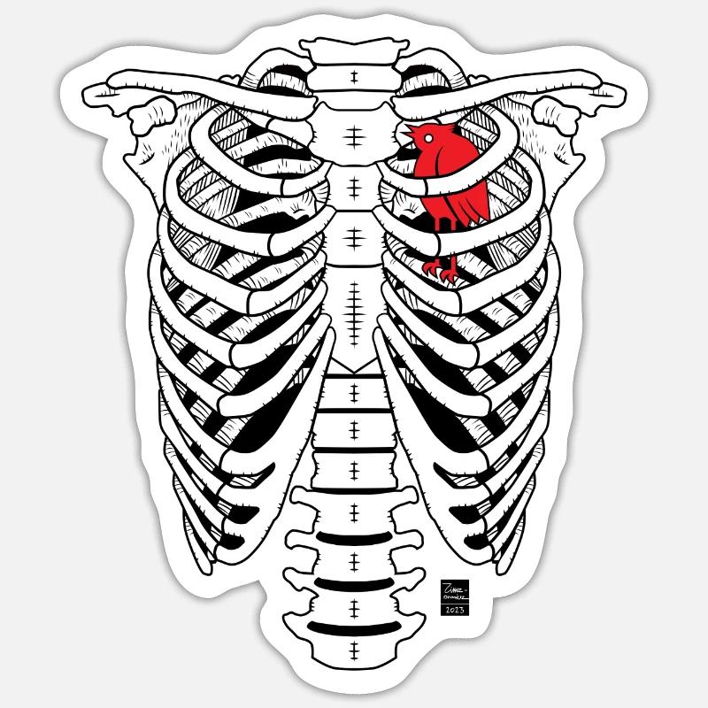 SKELETON - Sticker Größe S (10 x 10 cm) - Mattweiß