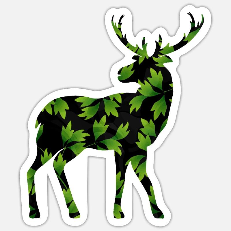 Cerf - Sticker taille S (10 x 10 cm) - blanc mat