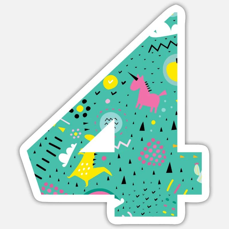 Personalisierte 4-Jahrestags-Nummer Sticker Größe S (10 x 10 cm)