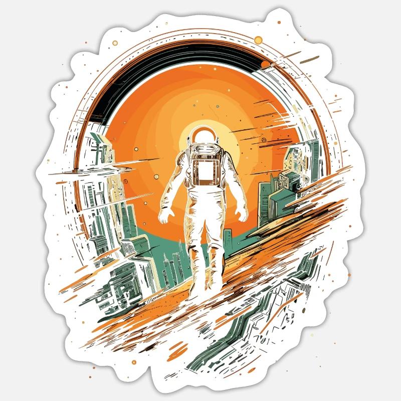 Science fiction Astronaut Raumfahrer Design - Sticker størrelse S (10 x 10 cm) - mat hvid
