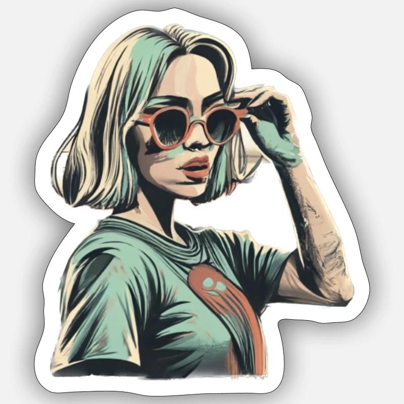 Starkes Mädchen - Sticker Größe S (10 x 10 cm) - Mattweiß