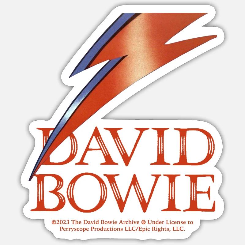 David Bowie Red Lettering With Flash - Sticker size S (10 x 10 cm) - white matte