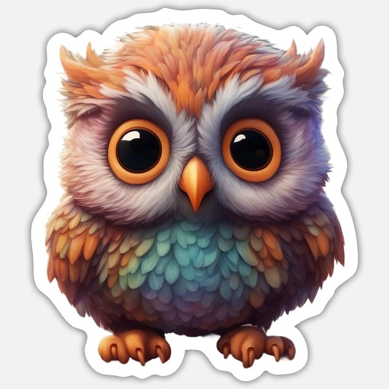 Neon Eule Sticker Größe S (10 x 10 cm)