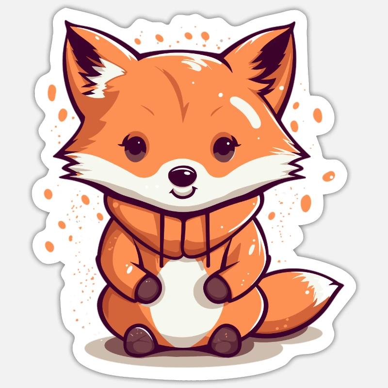 Renard mignon - Sticker taille S (10 x 10 cm) - blanc mat