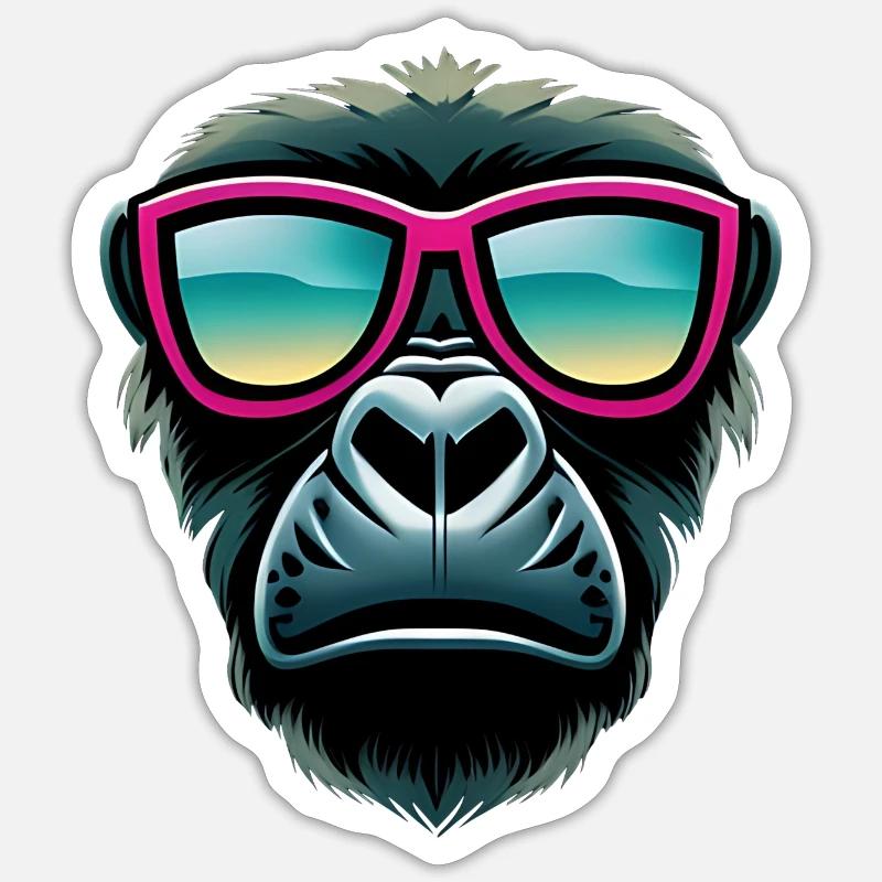 cooler Gorilla - Sticker Größe S (10 x 10 cm) - Mattweiß