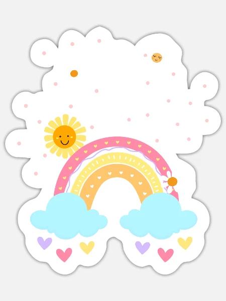 Ich bin schon fünf Geburtstagsshirt 5 Regenbogen - Sticker Größe S (10 x 10 cm) - Mattweiß