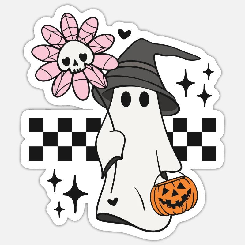 Halloween Geist Kürbis Süßes oder Saures Sticker Größe S (10 x 10 cm)