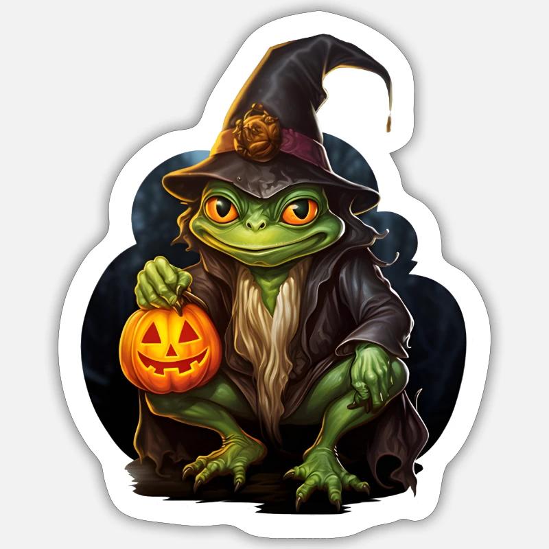 Grenouille d’Halloween - Sticker taille S (10 x 10 cm) - blanc mat