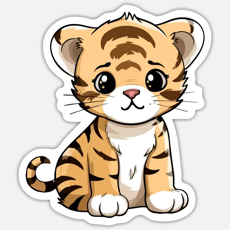Loko, das Tigerjunge, - Sticker Größe S (10 x 10 cm) - Mattweiß