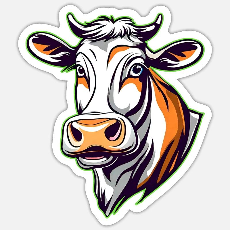 Vache Moo mignonne - Sticker taille S (10 x 10 cm) - blanc mat