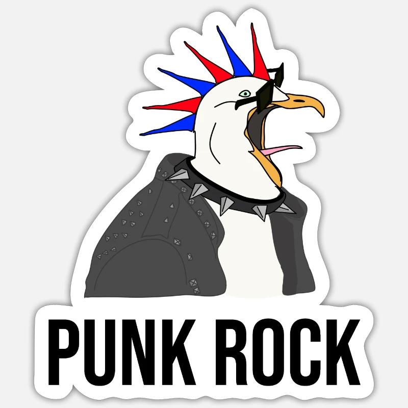 Punk Seagull - Sticker size S (10 x 10 cm) - white matte