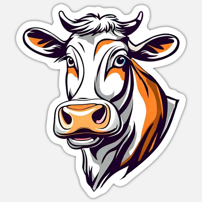 Vache mignonne - Sticker taille S (10 x 10 cm) - blanc mat