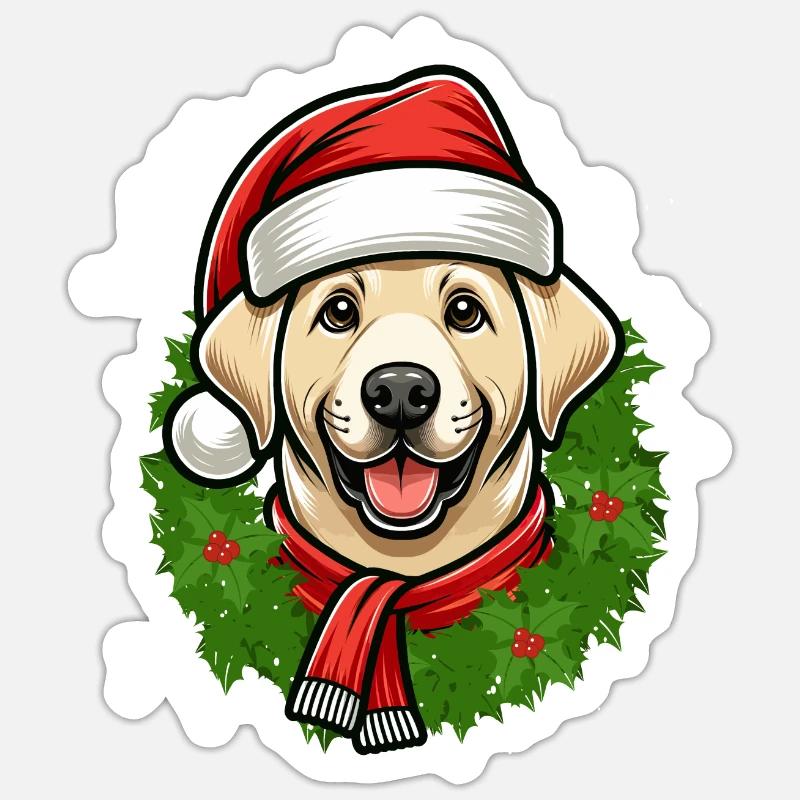 Weihnachts Labrador Hunde-Freunde - Sticker Größe S (10 x 10 cm) - Mattweiß