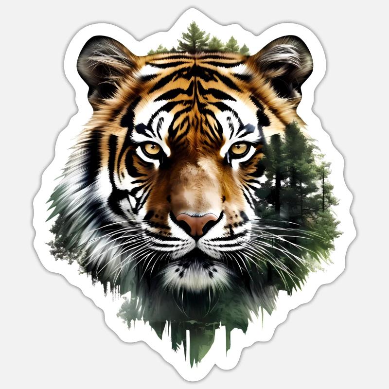 Tiger - Sticker size S (10 x 10 cm) - white matte