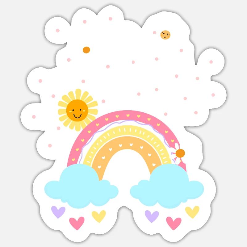 Ich bin schon vier Blumen 4 Regenbogen - Sticker Größe S (10 x 10 cm) - Mattweiß