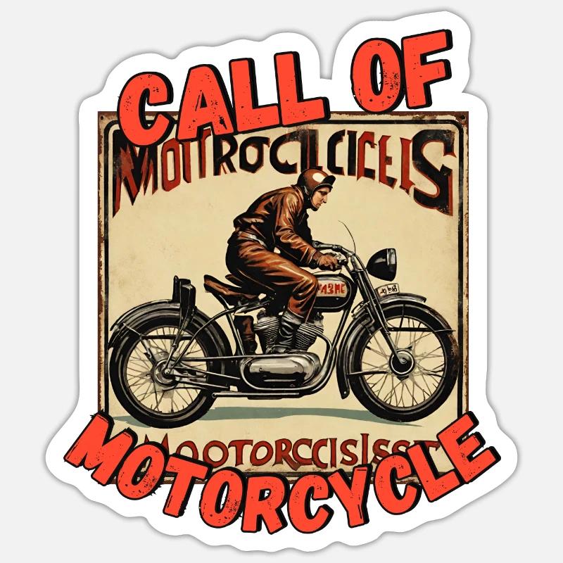 Nostalgie Biker 2 - Sticker Größe S (10 x 10 cm) - Mattweiß
