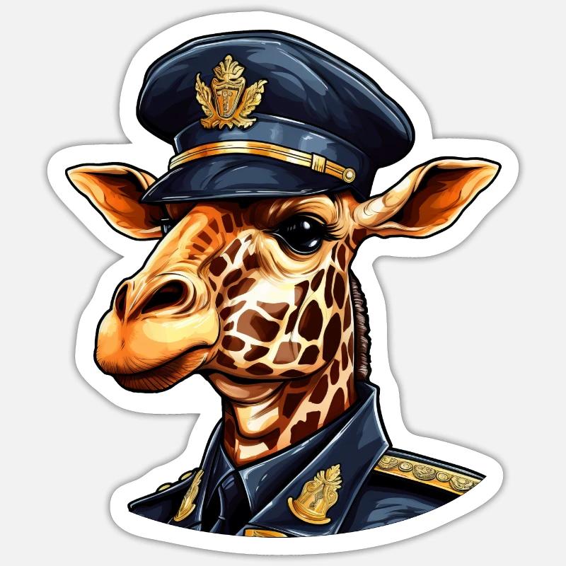 Giraffe Policeman - Sticker size S (10 x 10 cm) - white matte