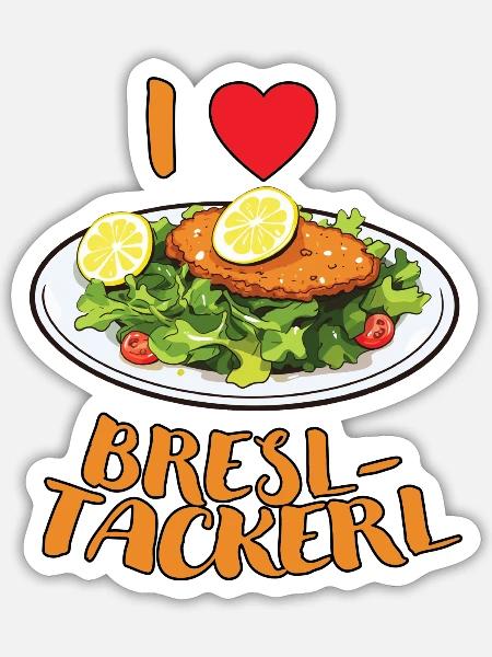 I Love Bresltackerl - dunkel - Sticker Größe S (10 x 10 cm) - Mattweiß