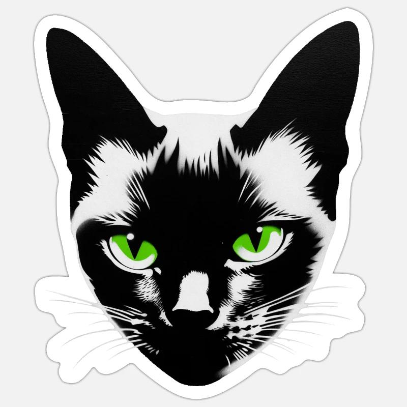 Katzengesicht - Sticker Größe S (10 x 10 cm) - Mattweiß