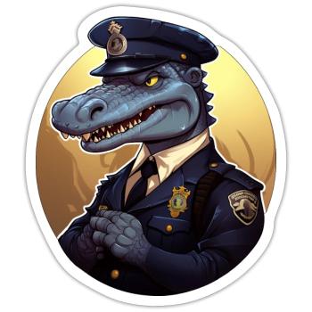 Krokodil Polizist - Sticker Größe S (10 x 10 cm) - Mattweiß - Vorne