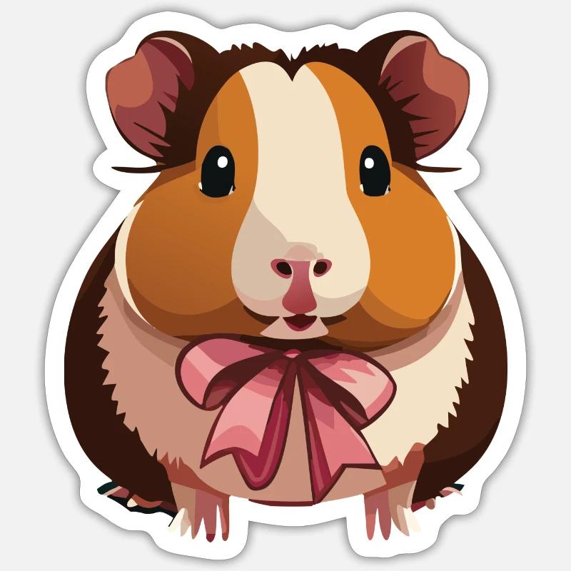 Cochon d’Inde avec ruban rouge Sticker taille S (10 x 10 cm)
