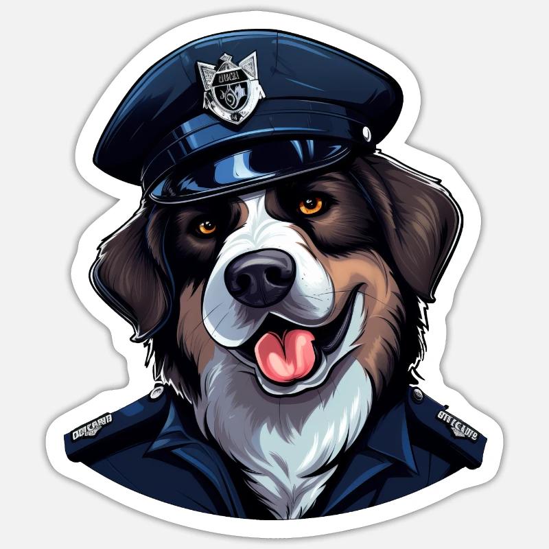 Hunde Polizei - Sticker Größe S (10 x 10 cm) - Mattweiß