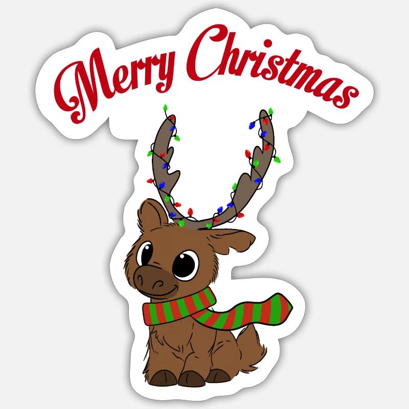 Joyeux Noël renne Sticker taille S (10 x 10 cm)