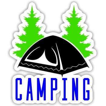 camping - Sticker taille S (10 x 10 cm) - blanc mat - Devant