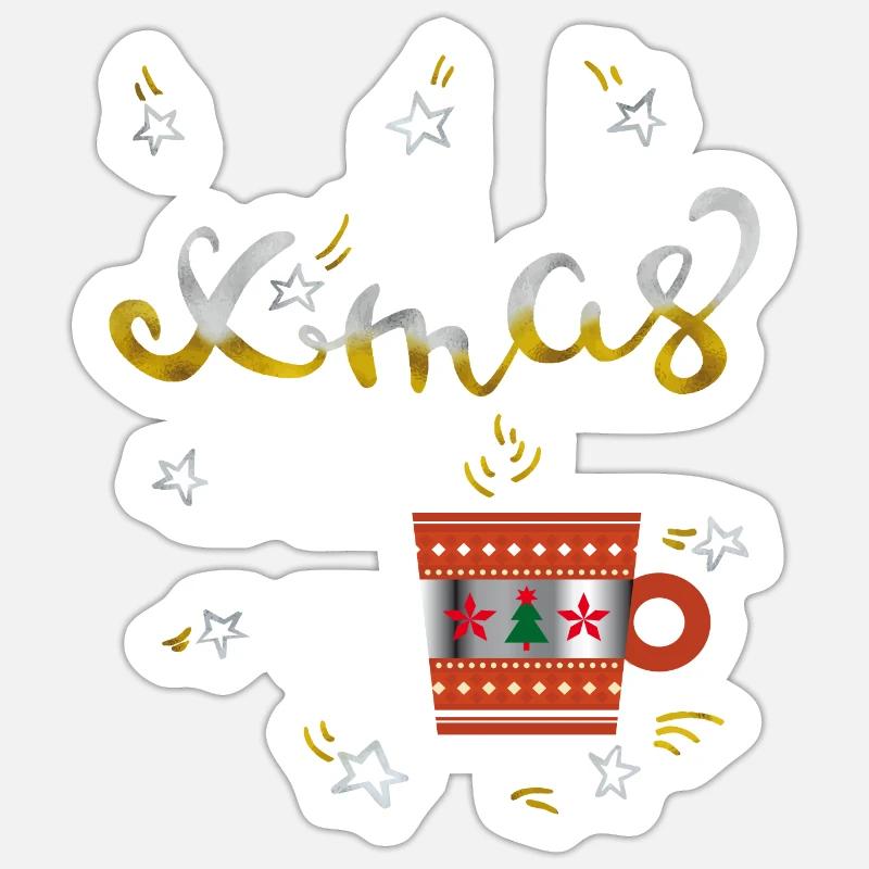 Café de l’Avent - Sticker taille S (10 x 10 cm) - blanc mat