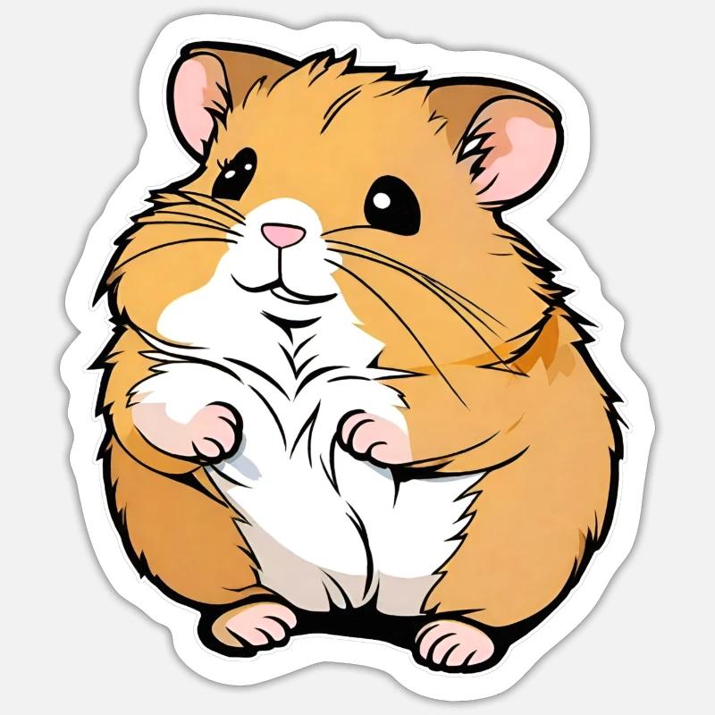 Thick cute gold hamster - Sticker size S (10 x 10 cm) - white matte