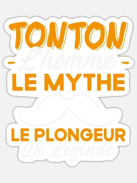 Tonton Plongeur De Légende Cadeau Plongée Humour - Sticker taille S (10 x 10 cm) - blanc mat