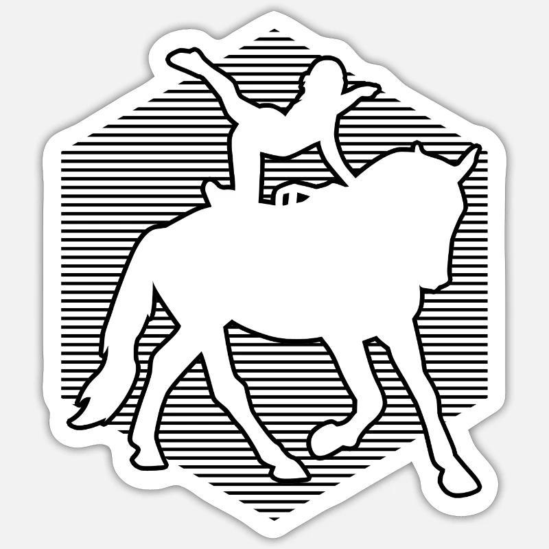 Acrobatie à cheval Équitation - Sticker taille S (10 x 10 cm) - blanc mat