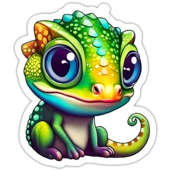 Cute little chameleon - Sticker size S (10 x 10 cm) - white matte - Front