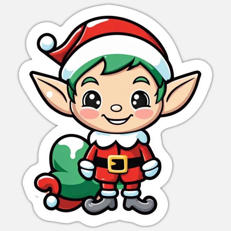 Elf Christmas Elf Gift Elf - Sticker size S (10 x 10 cm) - white matte