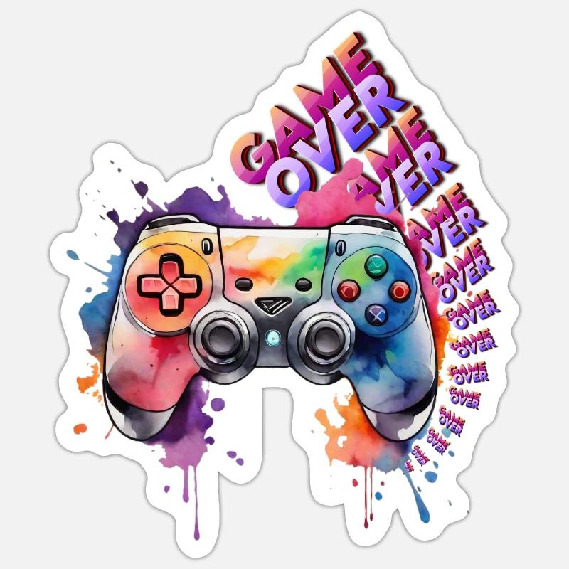 Game Over Controller - Sticker size S (10 x 10 cm) - white matte