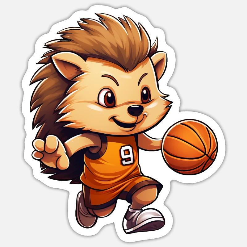 Hérisson de basket-ball - Sticker taille S (10 x 10 cm) - blanc mat