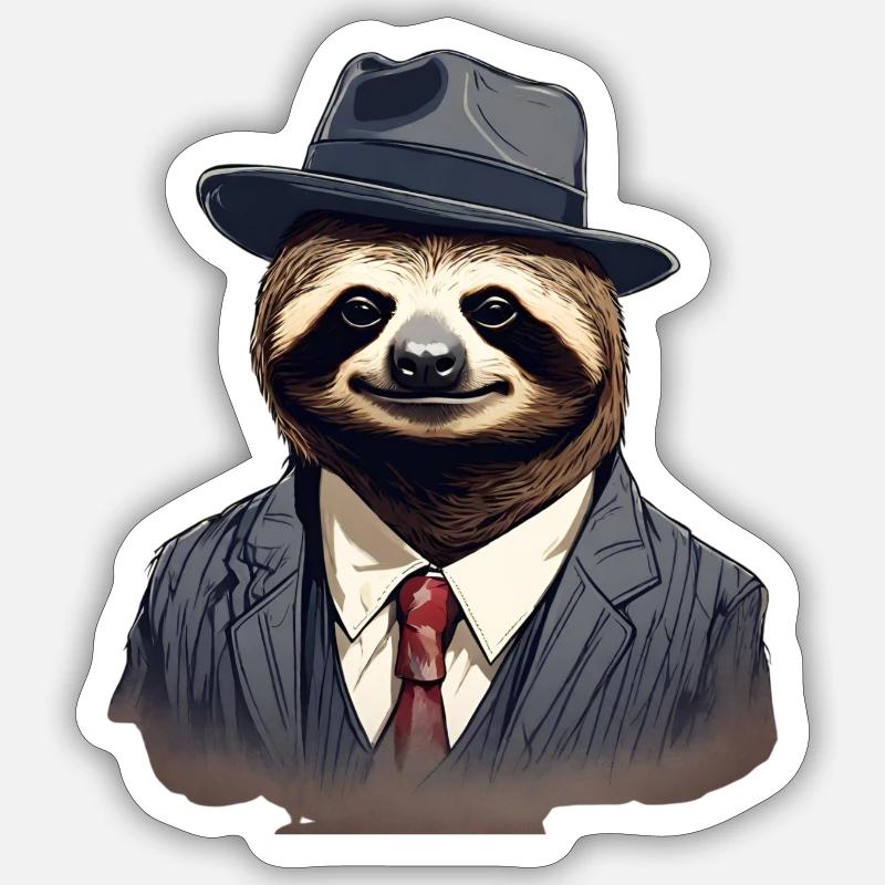 Geschäftiges Faultier - Sticker Größe S (10 x 10 cm) - Mattweiß