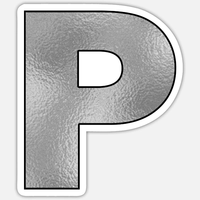 Letter P Silver - Sticker size S (10 x 10 cm) - white matte