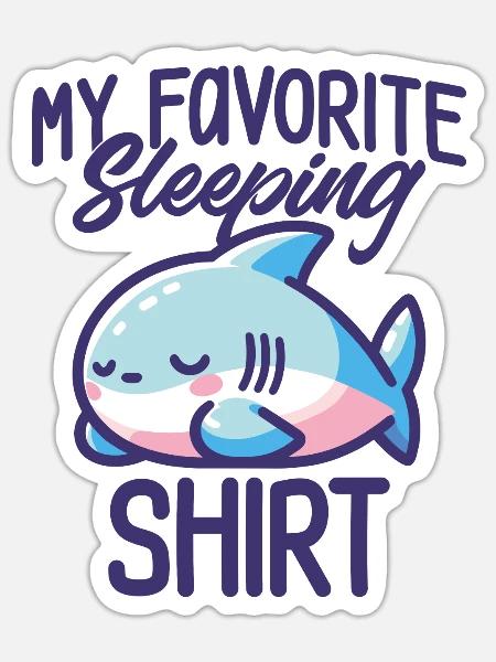 Hai Schlaf Humor Geschenk Pyjama Faul - Sticker Größe S (10 x 10 cm) - Mattweiß