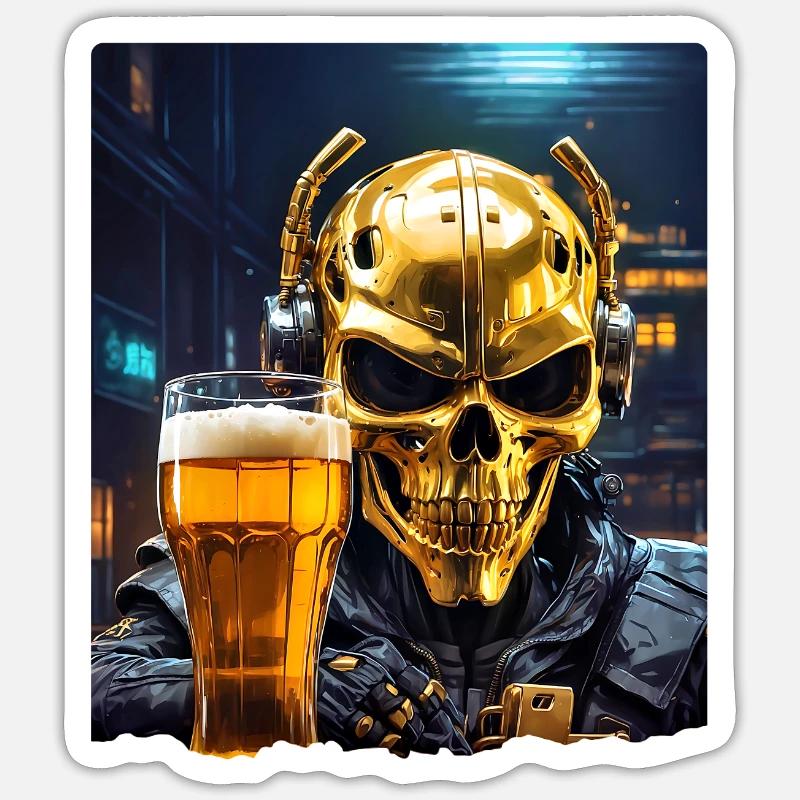Bier Skull 0.3 - Sticker Größe S (10 x 10 cm) - Mattweiß