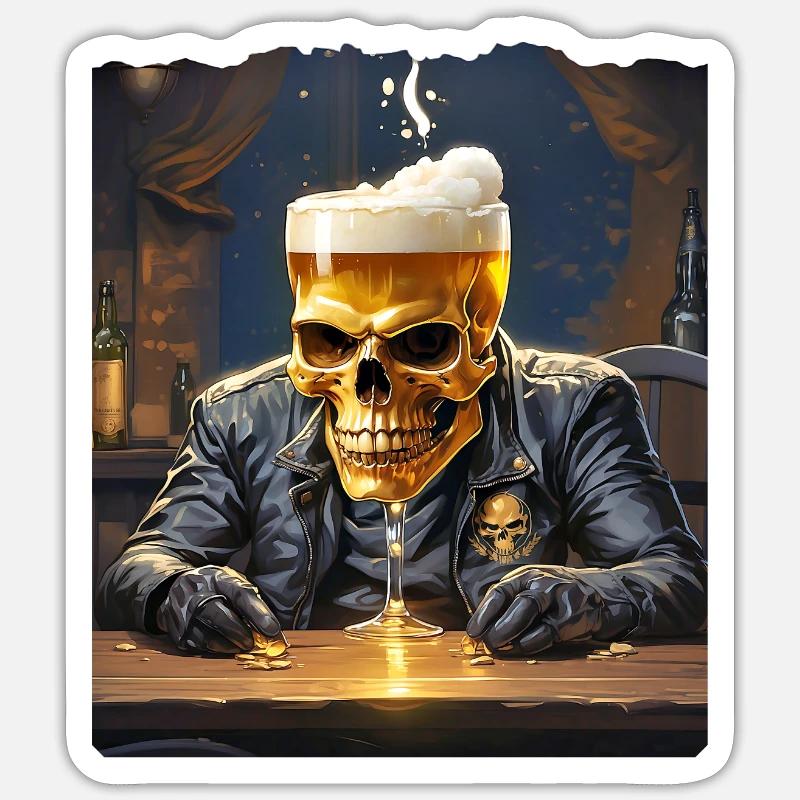 Crâne de bière 0.5 Sticker taille S (10 x 10 cm)