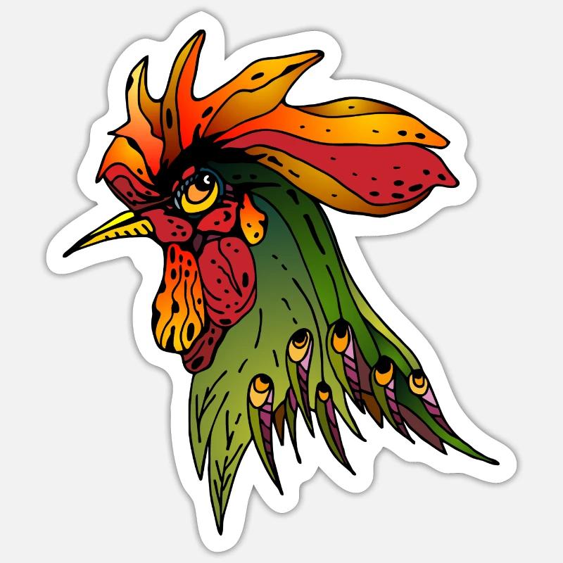 Rooster - Sticker size S (10 x 10 cm) - white matte